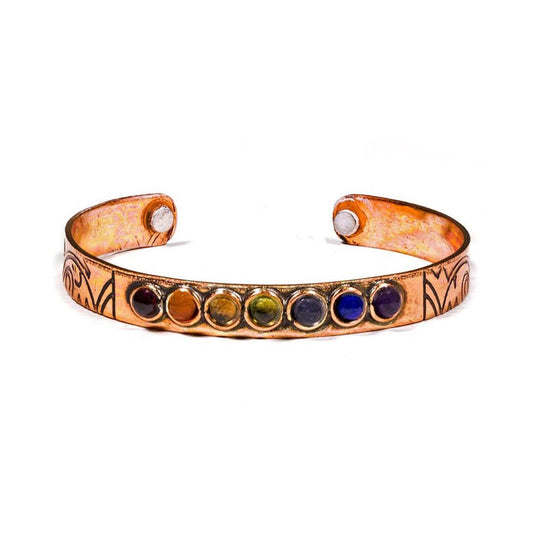 Magnetic Copper Bracelet with 7 Chakra Stones