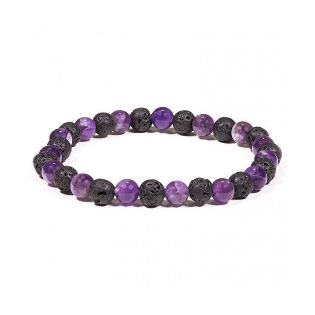 Lava Bead Bracelet with Amethyst