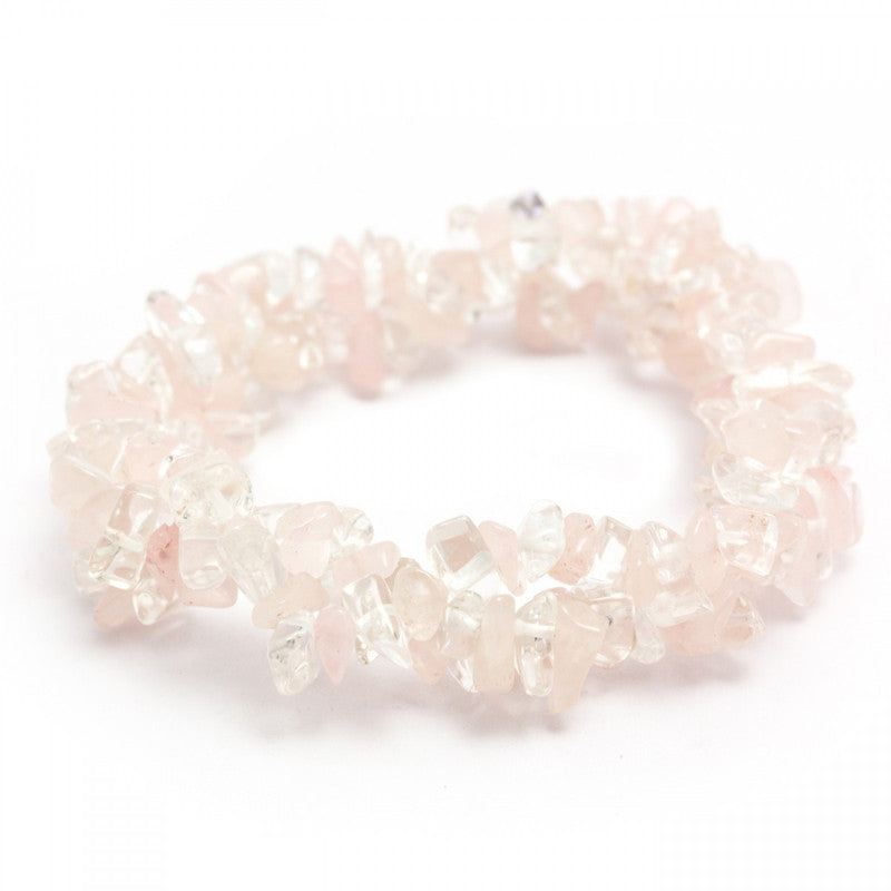 Rose Quartz & Clear Quartz - Chunky Elasticated Bracelet